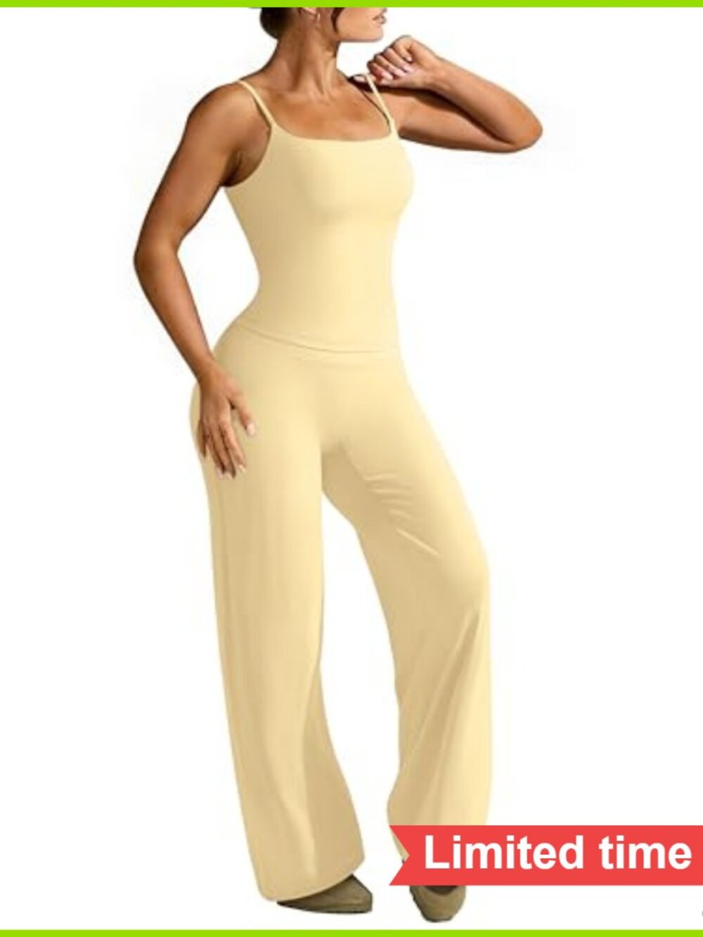 Workout Set Padded Tank Top Wide Leg Leggings 2 Piece